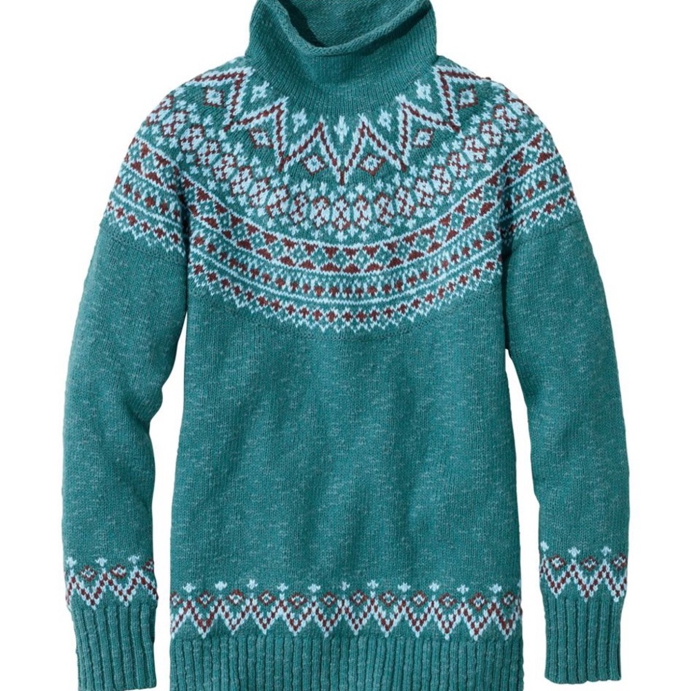 ISO LLBean Cotton Rag Teal Fair Isle